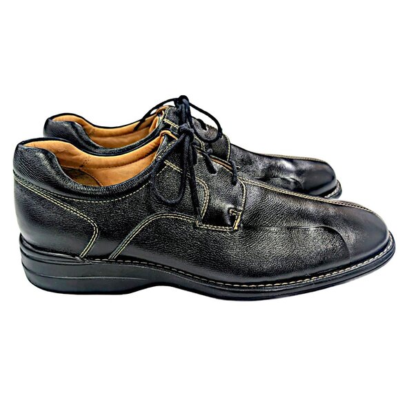 Johnston Murphy Shuler Bicycle Oxford Shoes Black Leather Men's 12 Sheepskin - Picture 3 of 11